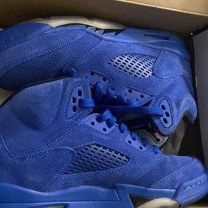 Blue Suede Jordan 5 Size 7Y (with box)